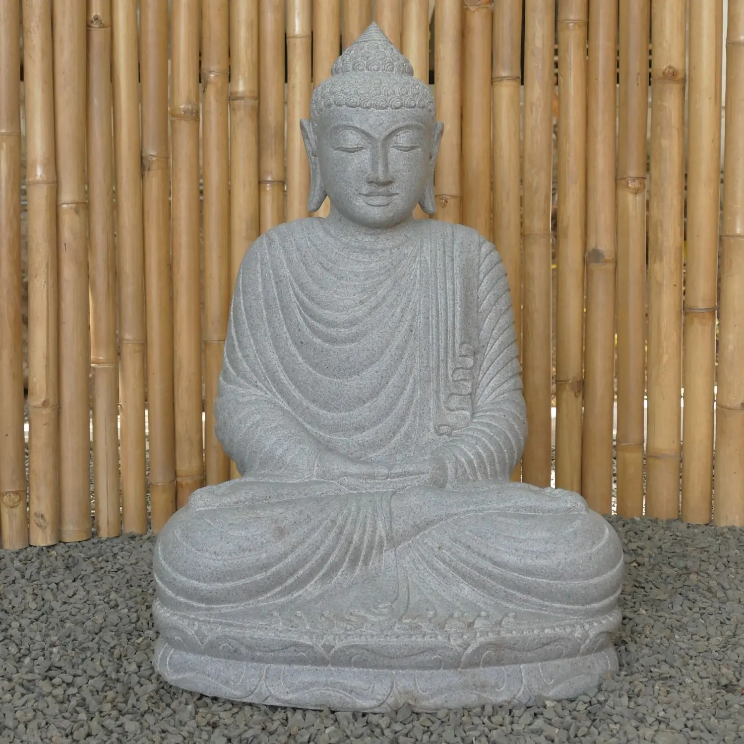  Product image 1 of the product “Seated Buddha made of Riverstone in Dhyana position - gesture of meditation, H. 80cm. ”